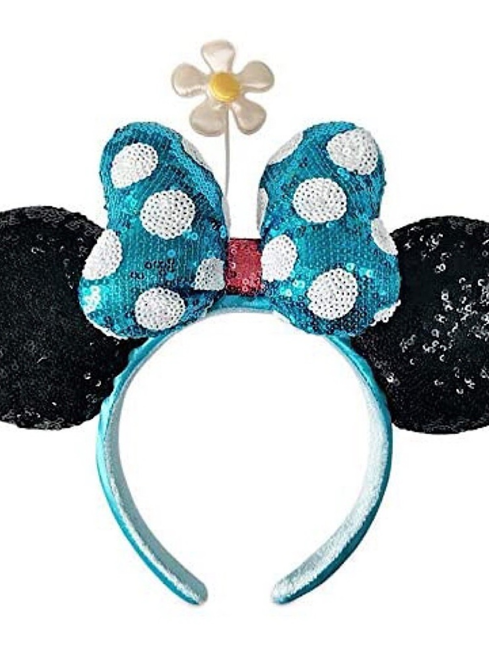 Sequin Polka Dot Bow Ear Headband - Turquoise & Black